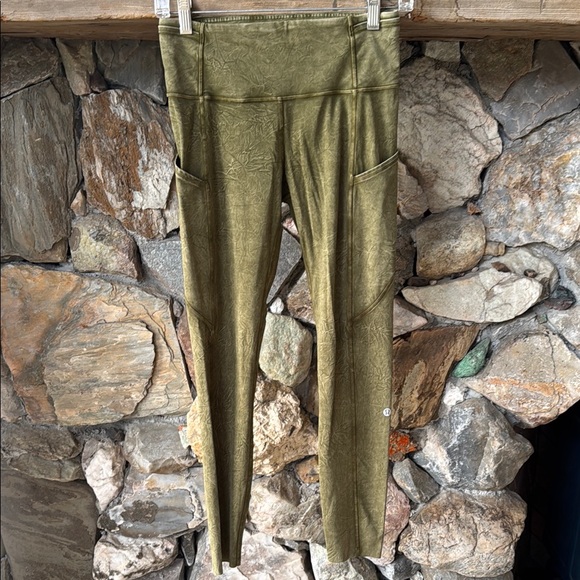 Lululemon Fast & Free HR Tight Olive Green Distressed Leggings Women’s size 6. - Picture 3 of 14